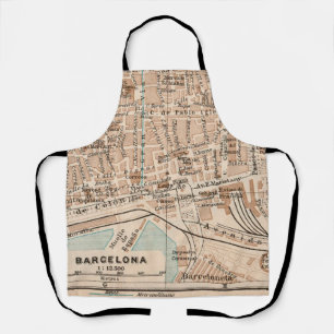 The Barcelona Vintage Map Apron