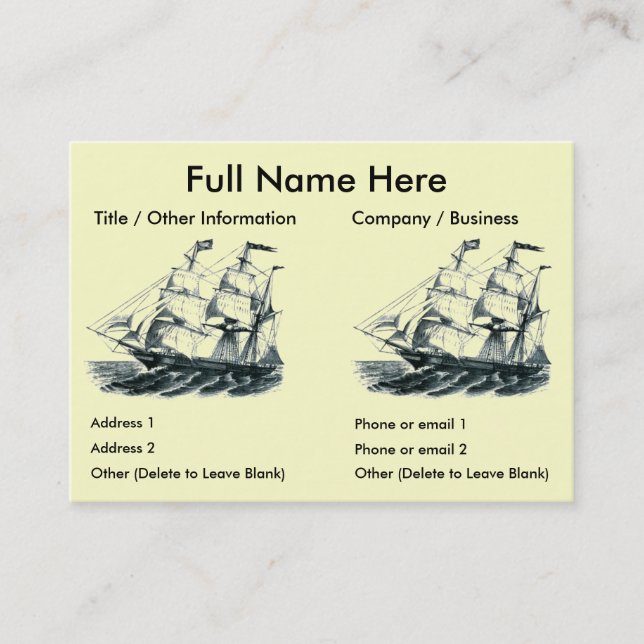 The Bark "Florida" Sailing Ship Bookmark Business Card (Front)