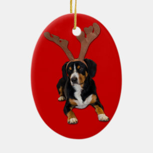 The Barking Reindeer - Entlebucher Christmas Love Ceramic Tree Decoration