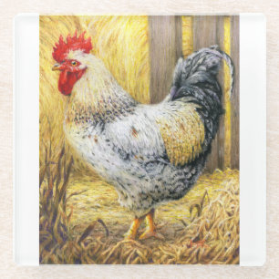 The Barn Rooster Glass Coaster