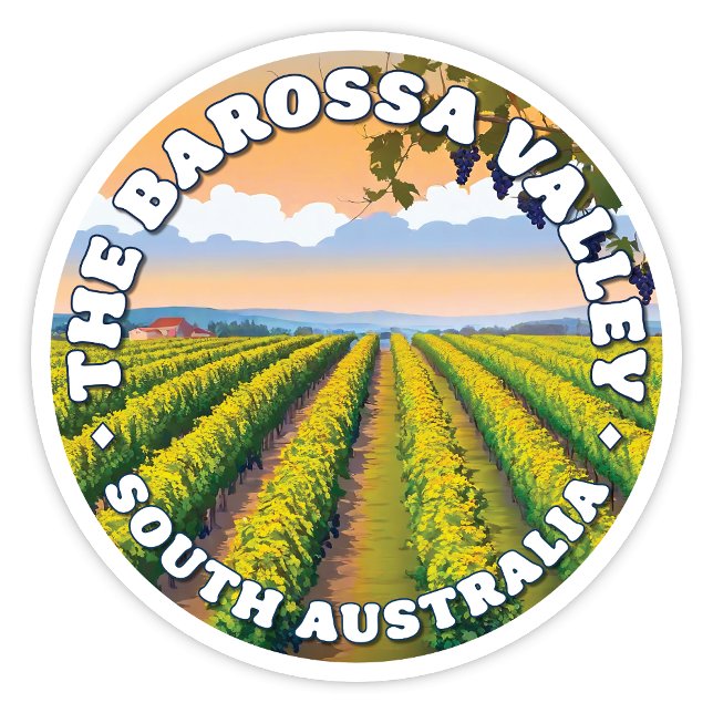 The Barossa Valley, South Australia Sticker (The Barossa Valley, South Australia Circular Design Sticker)