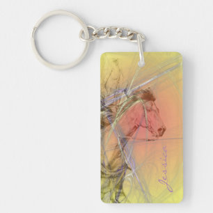 The Barrel Racer (yellow orange swirl) Key Ring