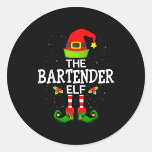 The Bartender Elf Christmas Family Matching Pajama Classic Round Sticker