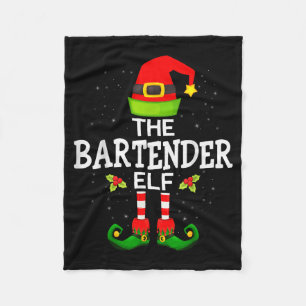 The Bartender Elf Christmas Family Matching Pajama Fleece Blanket