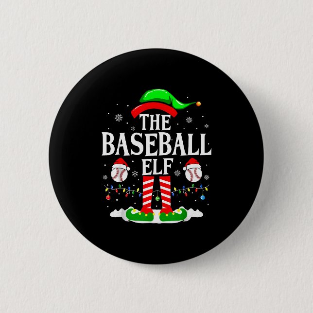 The Baseball Elf Funny Christmas Srt Lovers Xmas E 6 Cm Round Badge (Front)