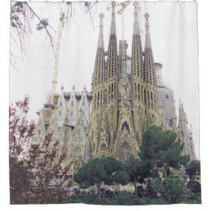 "The Basilica Sagrada Familia in Barcelona, Spain" Shower Curtain