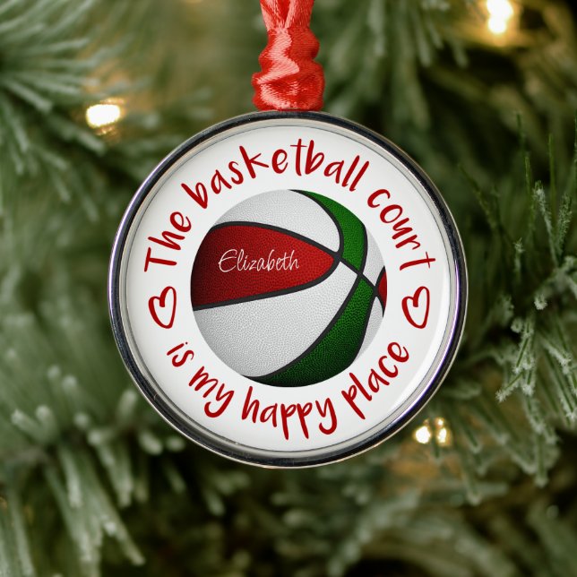 the basketball court is my happy place metal tree decoration (Tree)