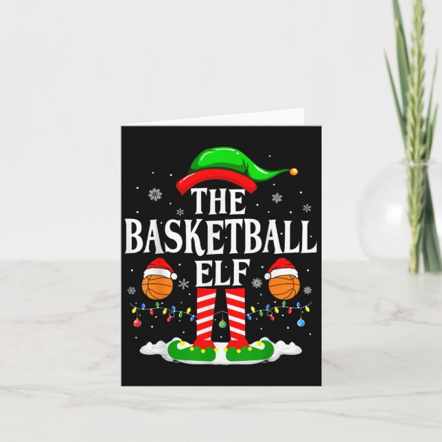 The Basketball Elf Bball Xmas Basketball Christmas Card (Front)