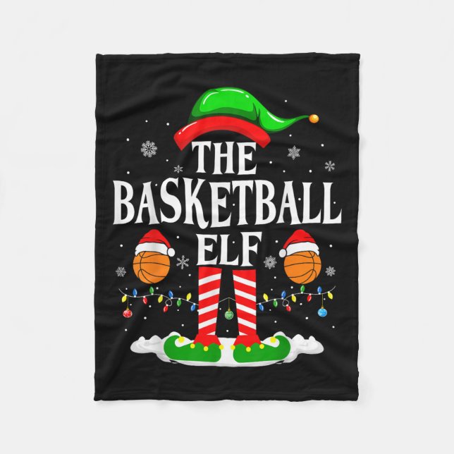 The Basketball Elf Bball Xmas Basketball Christmas Fleece Blanket (Front)