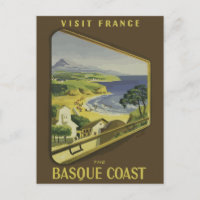 The Basque Coast, France Vintage Travel Postcard