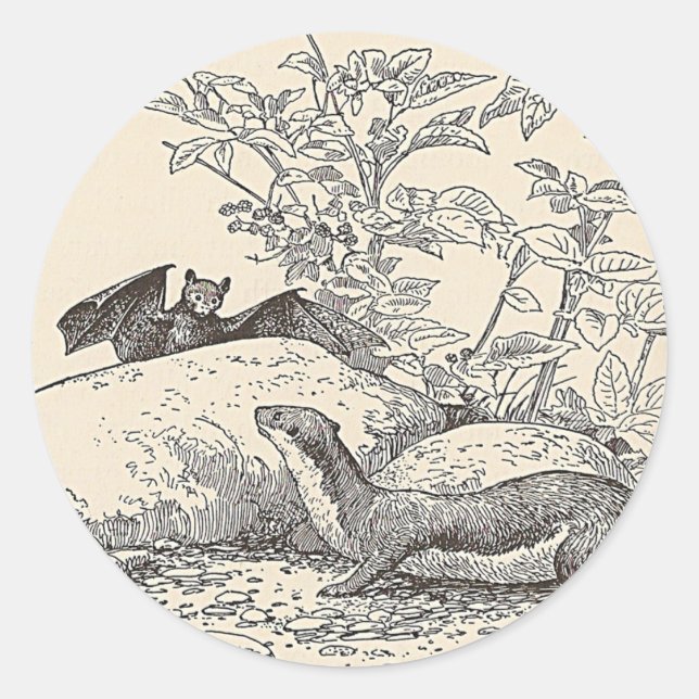 The Bat and The Mink Classic Round Sticker (Front)