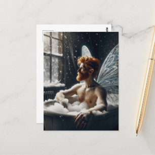 The Bathing Middle Aged Fairy With Red Hair Postcard