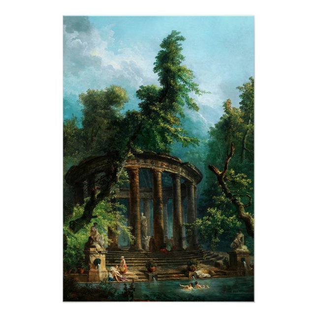 The Bathing Pool by Hubert Robert Poster (Front)