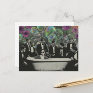 The Bathtub Viewers Bubbles and Roses Collage Postcard