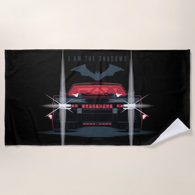 The Batman Batmobile - I Am The Shadows Beach Towel (Front)