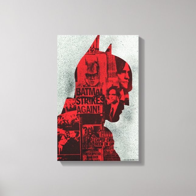 The Batman Newspaper Silhouette Canvas Print (Front)