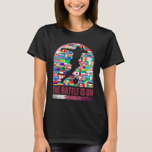 The Battle Is On World Flags Soccer Player Silhoue T-Shirt