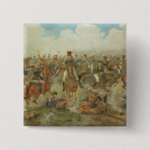 The Battle of Waterloo, June 18th 1815 (w/c on pap 15 Cm Square Badge