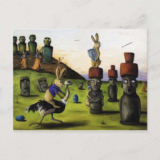 The Battle Over Easter Island Holiday Postcard (Front)
