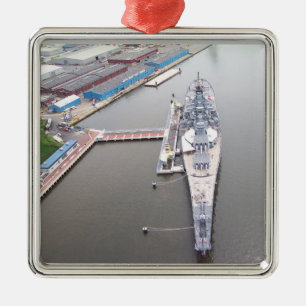 The battleship New Jersey from above Metal Tree Decoration