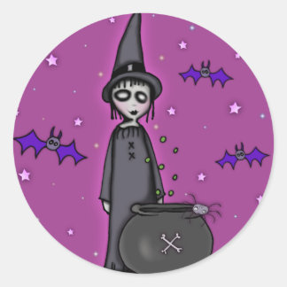 The Batty Witch Classic Round Sticker