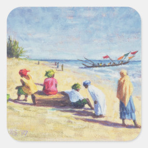 The Beach at Abene Senegal 1997 Square Sticker