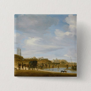 The Beach at Egmond-an-Zee 15 Cm Square Badge
