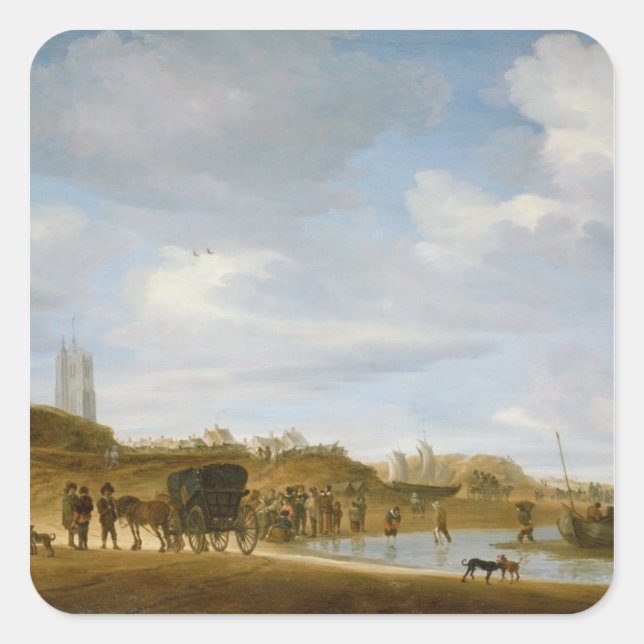 The Beach at Egmond-an-Zee Square Sticker (Front)