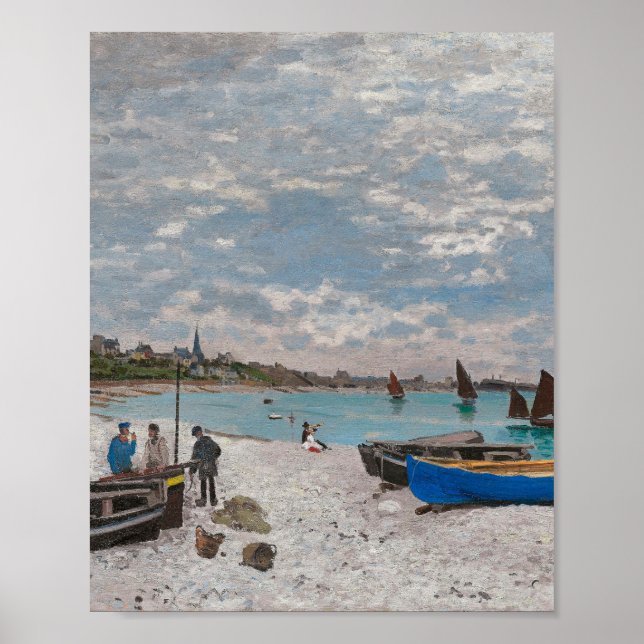 The Beach at Sainte-Adresse by Claude Monet Poster (Front)