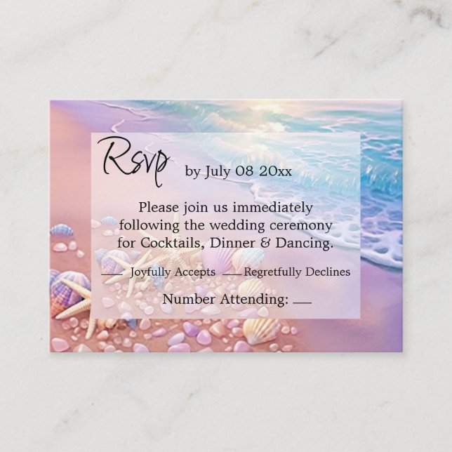 The Beach at Sunset Rsvp Enclosure Card (Front)