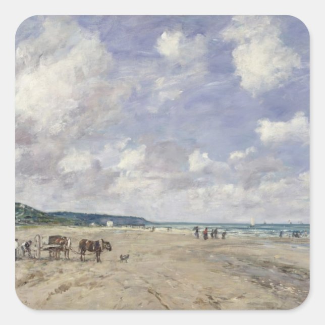 The Beach at Tourgeville, 1893 Square Sticker (Front)