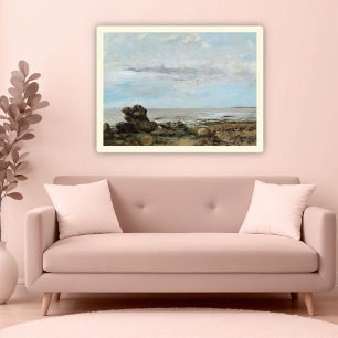 The Beach at Trouville, Marine Seascape Art Poster