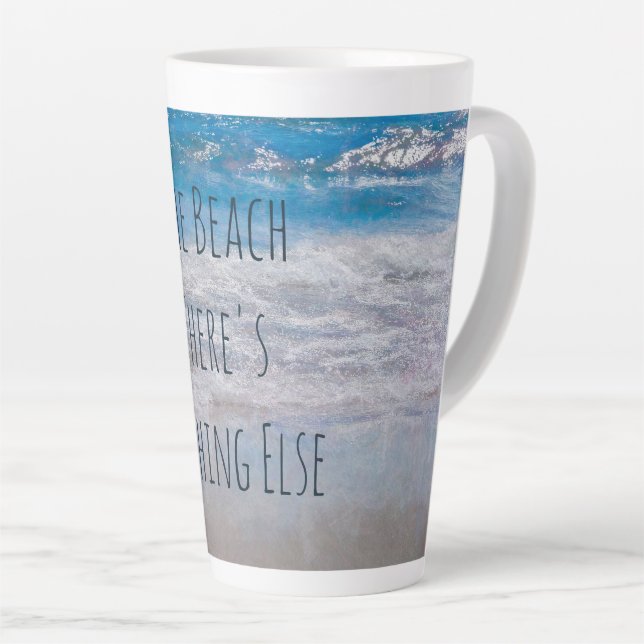The Beach Blue White Tropical Ocean Waves Coastal Latte Mug (Right Angle)
