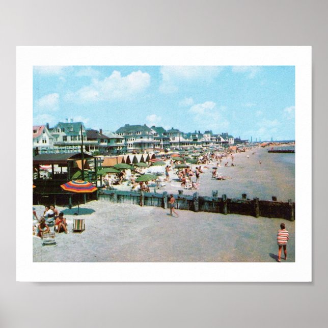 The Beach, Cape May NJ, Vintage Poster (Front)
