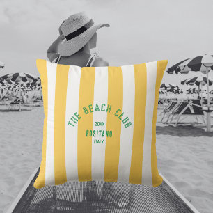 The Beach Club Crest Yellow Cabana Stripe Cushion