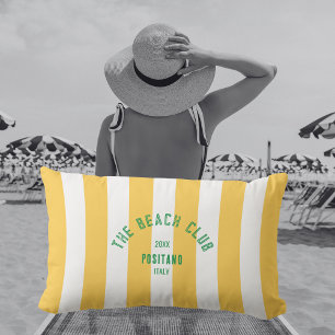 The Beach Club Crest Yellow Cabana Stripe Lumbar Cushion