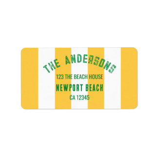 The Beach Club Crest Yellow Stripe Return Address Label