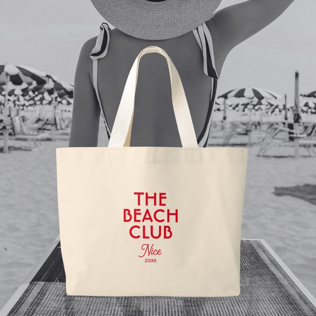 The Beach Club French Red Custom Destination Large Tote Bag (Creator Uploaded)