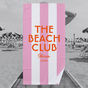 The Beach Club Ibiza Pink Cabana Stripe Towel