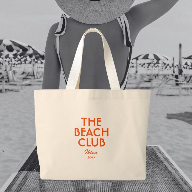 The Beach Club Ibiza Vibrant Orange Custom Large Tote Bag (Creator Uploaded)