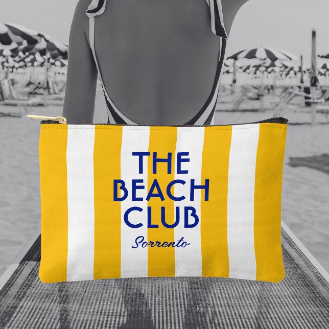 The Beach Club Sorrento Yellow Cabana Stripe Accessory Pouch (Creator Uploaded)