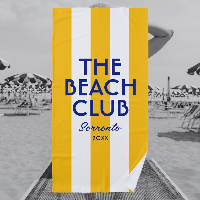 The Beach Club Sorrento Yellow Cabana Stripe Beach Towel (Creator Uploaded)