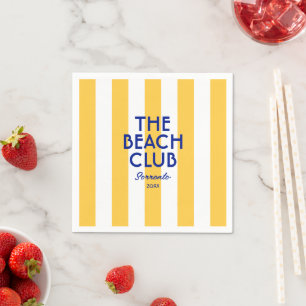 The Beach Club Sorrento Yellow Cabana Stripe  Napkin