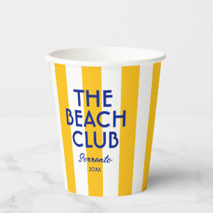 The Beach Club Sorrento Yellow Cabana Stripe Paper Cups