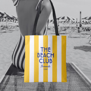 The Beach Club Sorrento Yellow Cabana Stripe Tote Bag