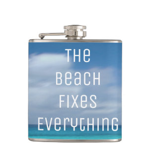 The Beach Fixes Everything Hip Flask