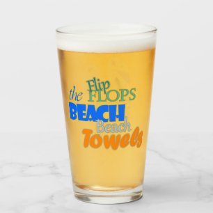 The Beach Flip Flops Towels Summer Graphics Glass