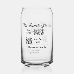 The beach house add family name Q R scan wifi webs Can Glass