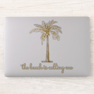 The Beach is Calling Me Gold Coconut Palm Tree