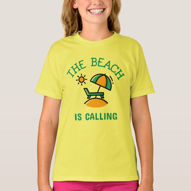 The Beach Is Calling Simplistic Beach Scene T-Shirt (Front)